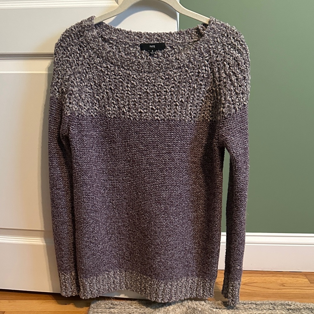 Fate Women's Heathered Purple Crew Neck Sweater
